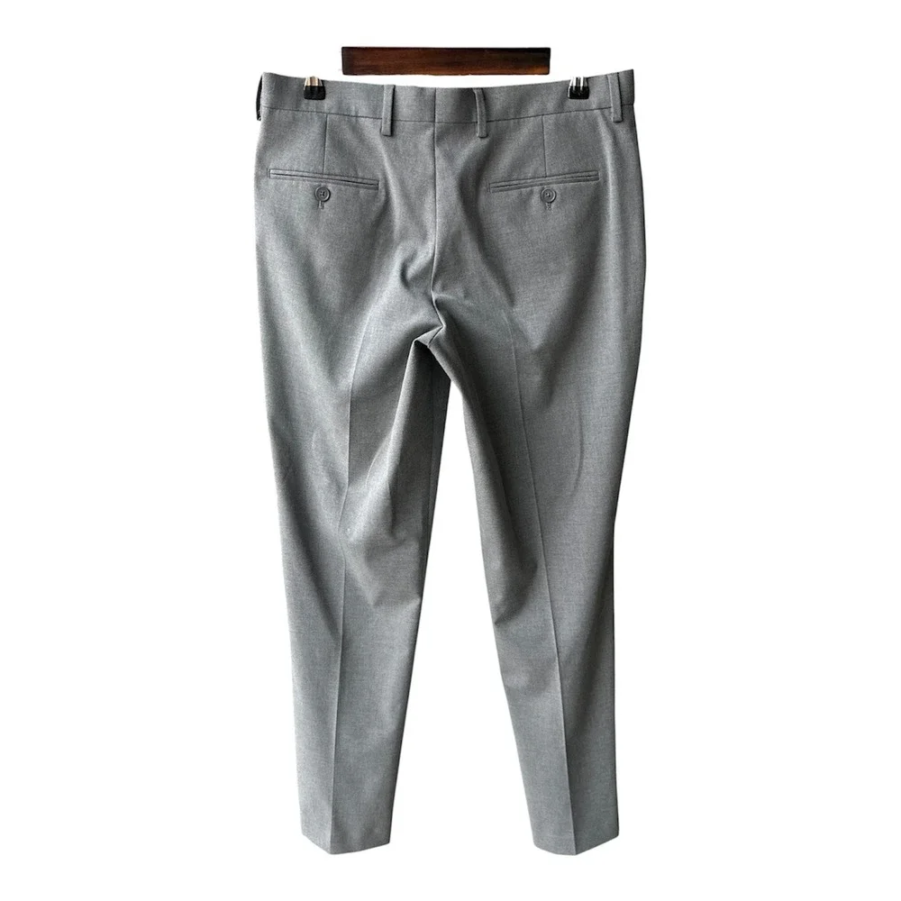 Express Dress Pants Trousers Mens Slim Fit Grey Stretch Wrinkle Resistant 30x32